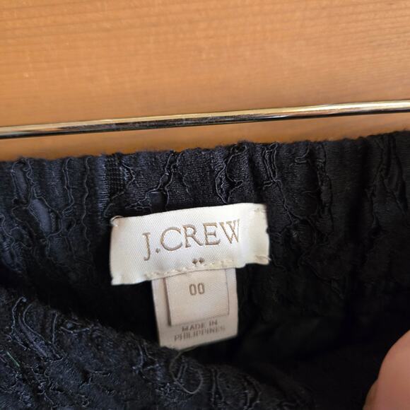 J. Crew Factory Black Lace Pull On Trouser Pant Ankle Length 00 Stretchy Waist - Picture 4 of 4